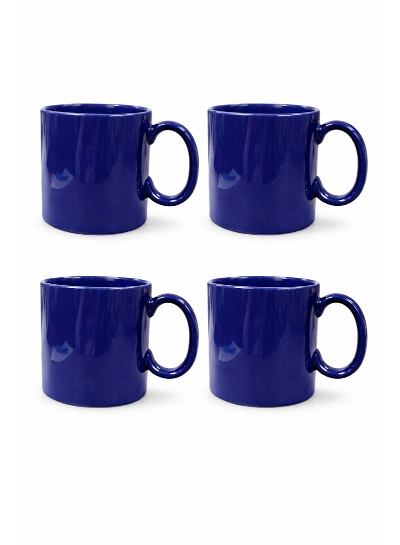 RAK Blue Ceramic Mug 4-Piece Set 330ml Modern Glossy Finish Durable Ceramic Coffee and Teacup Microwave and Dishwasher Safe for Home and Office Kitchen Use - Image 1